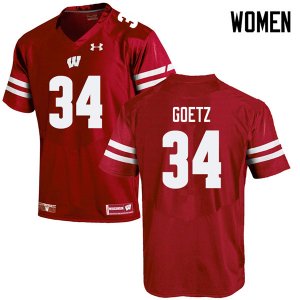 Women's Wisconsin Badgers NCAA #34 C.J. Goetz Red Authentic Under Armour Stitched College Football Jersey HS31U45JC